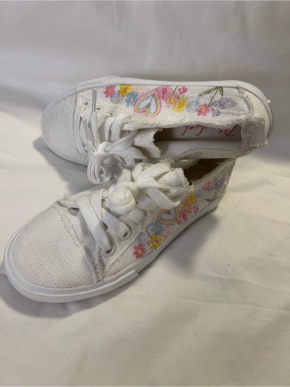 Blowfish White Canvas Sneakers with Pink & Green Floral Embroidery - Picture 4 of 8